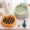 New Design Cat Dog Cute Eco-Friendly Quadrate Shaped Stainless Steel Durable Anti Choke Pet Slow Feeder Food Bowl