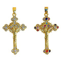 Diy Punk Jewelry Quality Copper Gold Plated Accessories Exquisite Colorful Zirconia Cross Necklace Pendant for Jewelry Making