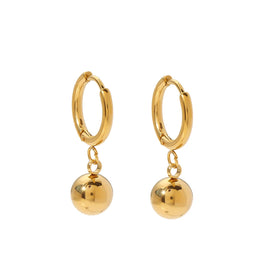 Noval Design Stainless Steel Jewelry Creative Ball Dangling Stud Hoop Earrings for Women 2023 Gold Plated Jewelry