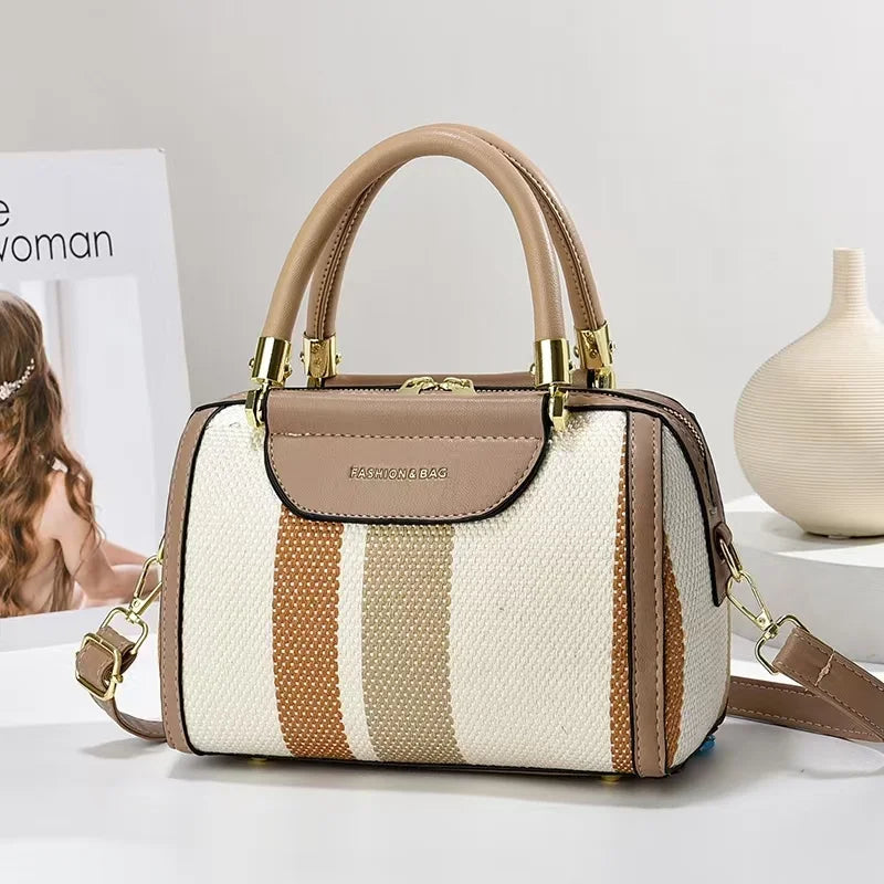 2025 New Fashion Ladies Handbag Elegant Contrasting Crossbody Zipper Shoulder Bags Large PU Leather Casual Style Woman's Bag