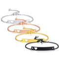 Mirrored Polished Adjustable Bar Bracelets American Trendy Bracelet Laser Engraved Hollow Love Heart Bar Bracelets