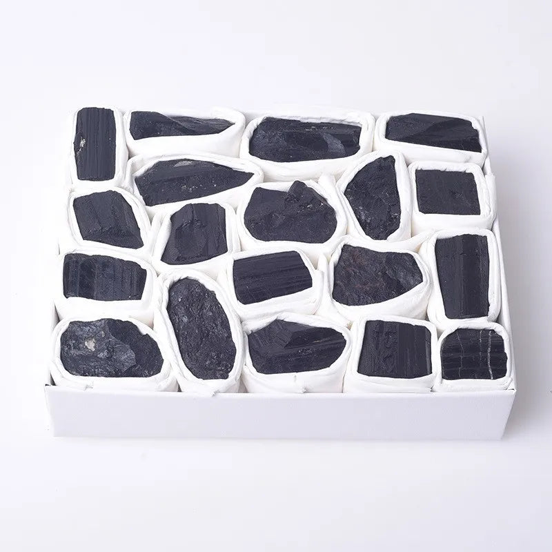 HZ Wholesale Black Tourmaline Minerals Natural Quartz Gemstone Rough Raw Crystal Stones for Healing Chakras Box Set