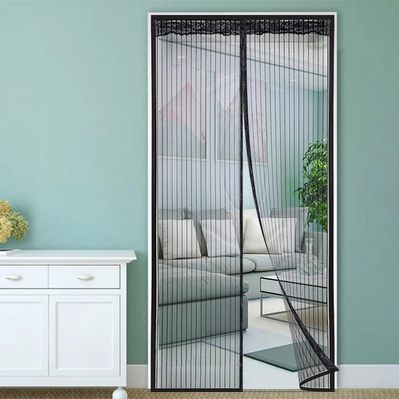 Keeps Bugs Out Hands Free Polyester Mesh Partition Screen Door Curtain Automatic Closing Door Kitchen Screen Magnetic Mesh Door