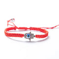 Ojo Turco Dijes Para Pulseras Adjustable Palm Black String Blue Eye Detail Bead Bracelet Cotton Cord Couples Matching Bracelets