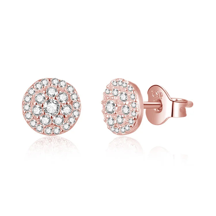 925 Sterling Silver AAA Cubic Zirconia Pave Setting Rose Diamond Gold Earring Trendy Daily Wear for Weddings and Parties