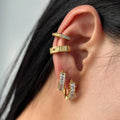 MICCI Gold Plated Stainless Steel Luxury Designer Fashion Tarnish Free Jewelry Zircon Clip on Ear Cuff Earrings
