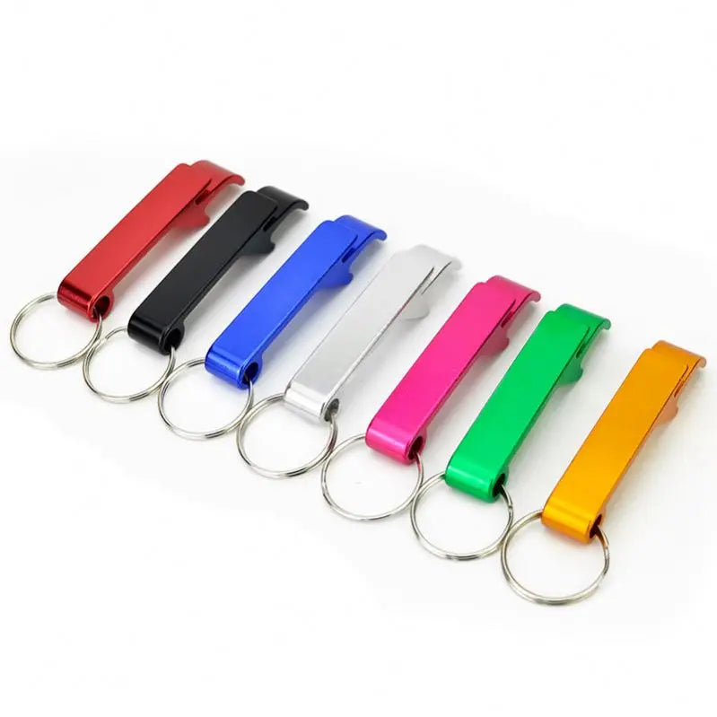 Portable Custom Logo Aluminum Colorful Beer Drink Bottle Opener KeyChain for Guests Restaurant Promotion Giveaway Gift Keyring