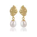 New S925 Sterling Silver Simple Fashion Earrings Freshwater Pearl Earrings Women Leaf DIY Empty Earring Base Stud Earrings
