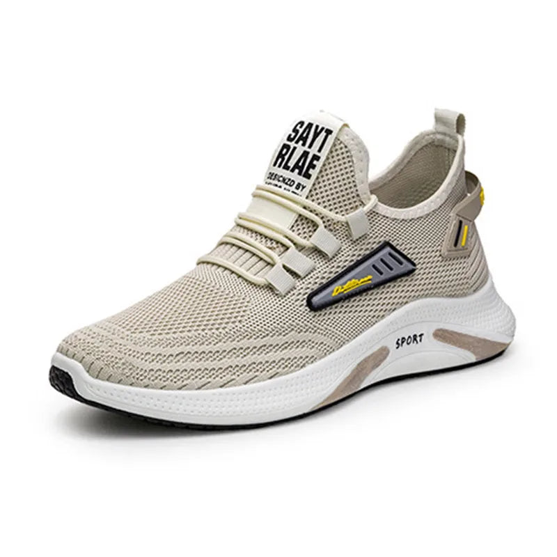 Men's Fashion Solid Colour Casual Shoes Mesh Breathable Men's Sports Shoes Outdoor Non-slip Comfortable Men's Running Shoes