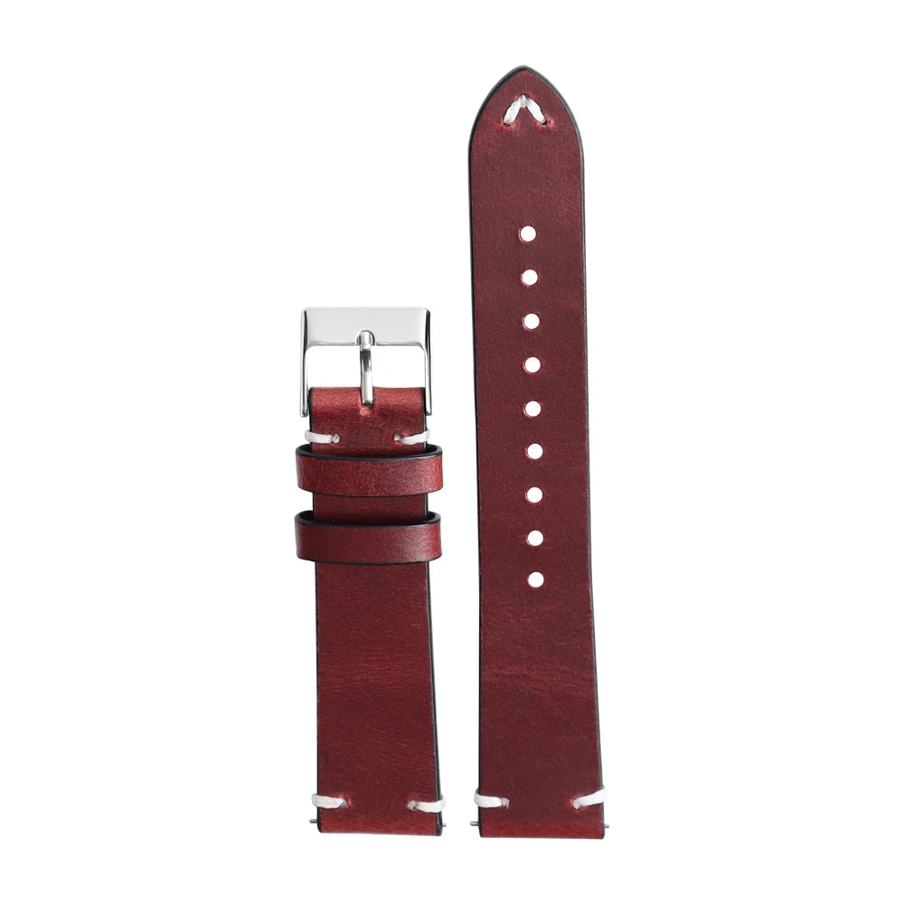 New Style Handmade Genuine Leather Strap for Watch 20mm 22mm Oil Wax Leather Watch Straps with 304 Hardware