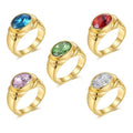 High Quality 18K Gold Plated Stainless Steel Jewelry Colorful Zircon Crystal Finger Punk Accessories Rings R214133