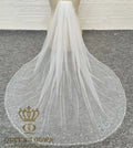 QUEENS GOWN Delicate Bridal Veil Elegant Crystal Pearl Beaded Tulle Mesh Short Wedding Veil Bride Dress Accessory