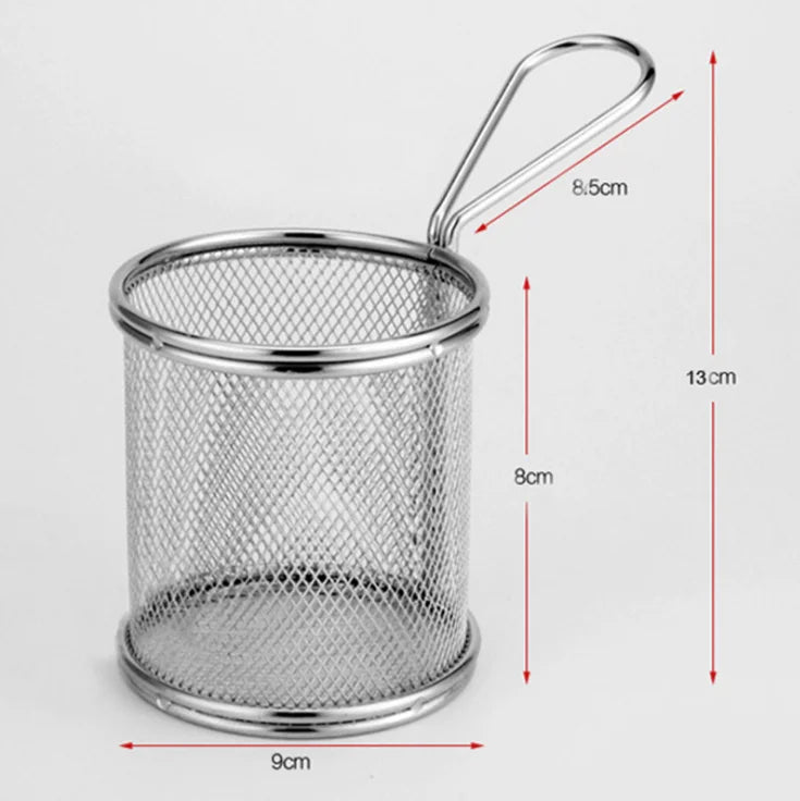 Mini Stainless Steel Fried Snack Chip Basket Fried Blue Chip Basket Chicken Rice Basket