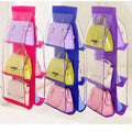 Hot Style 35*35*90Cm 6 Clear Pockets Non Woven With Pvc Hanging Handbag Purse Bag Organizer Storage Handbag