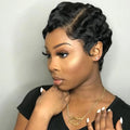 Hepburn Style Short Hair Lace Front Wig for Women Cheap Ocean Wave Cambodian Virgin Human Hair Swiss J Shape Lace Wig
