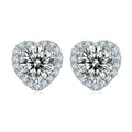 RINNTIN Exquisite 0.5ct Heart Sterling Silver Earrings with Moissanite Zircon 925 Sterling Silver Women's Wedding