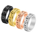 Xuancui Stainless Steel Rotatable Anxiety Fidget Ring with Trendy Moon Star Design Match Your Daily Outfits