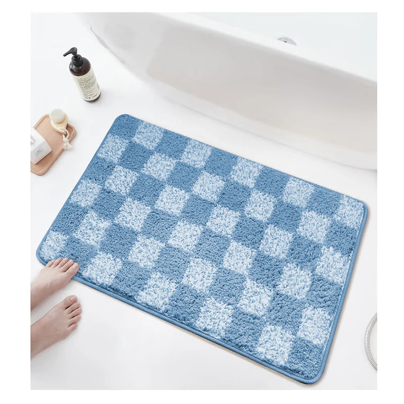 Checker Extra Soft Absorbent Premium Bath Rug Mat Non-Slip Quick Dry Bath Mat for Tub Shower Bathroom