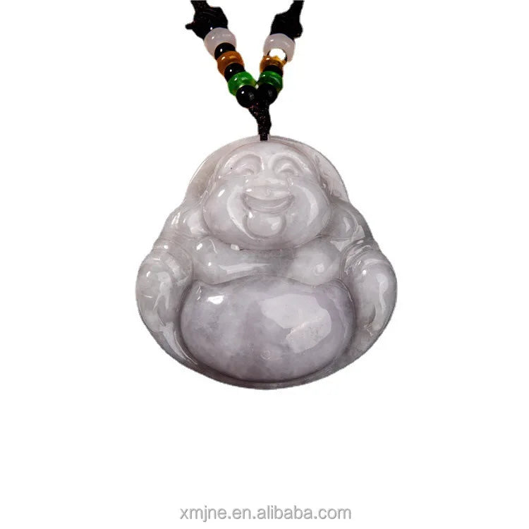 Certified Grade a Burma Jade Buddha Light Purple Jade Carving Pendant Pendant Jade Jewelry Handicraft Factory Wholesale