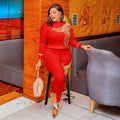 2026 African Women Sweat Suits Winter Beading Women's Thermal Coat and Trousers Two Piece Set