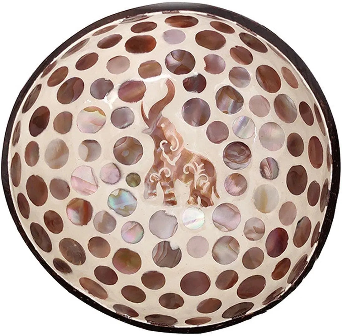Wholesale Natural Coconut Bowls Vintage Eco-friendly Mother Pearl Inlaid Shell Bowls Entryway Table Candy Container Nuts Holder