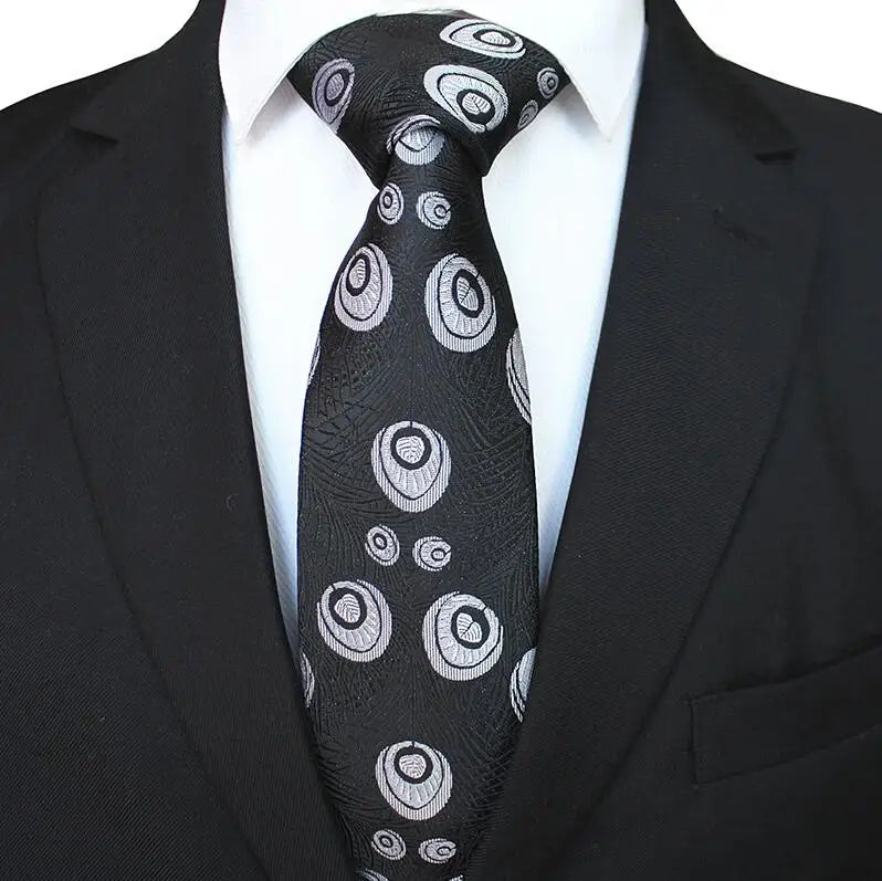 Vintage Peacock Feather Jacquard 8cm Silk Necktie Male Suit Tuxedo Party Banquet Narrow Tie Gift for Men Shirt Accessories