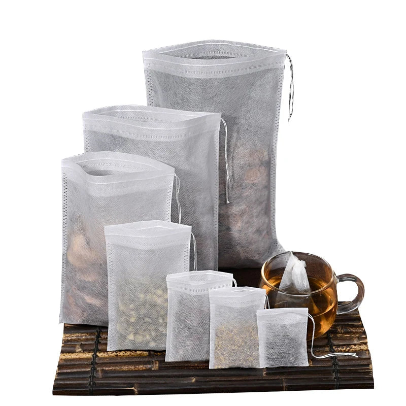 In Stock Tea Bags with Cotton Draw Strings Filter Tea Bag Heat Seal Empty Loose Leaf Tea Bags