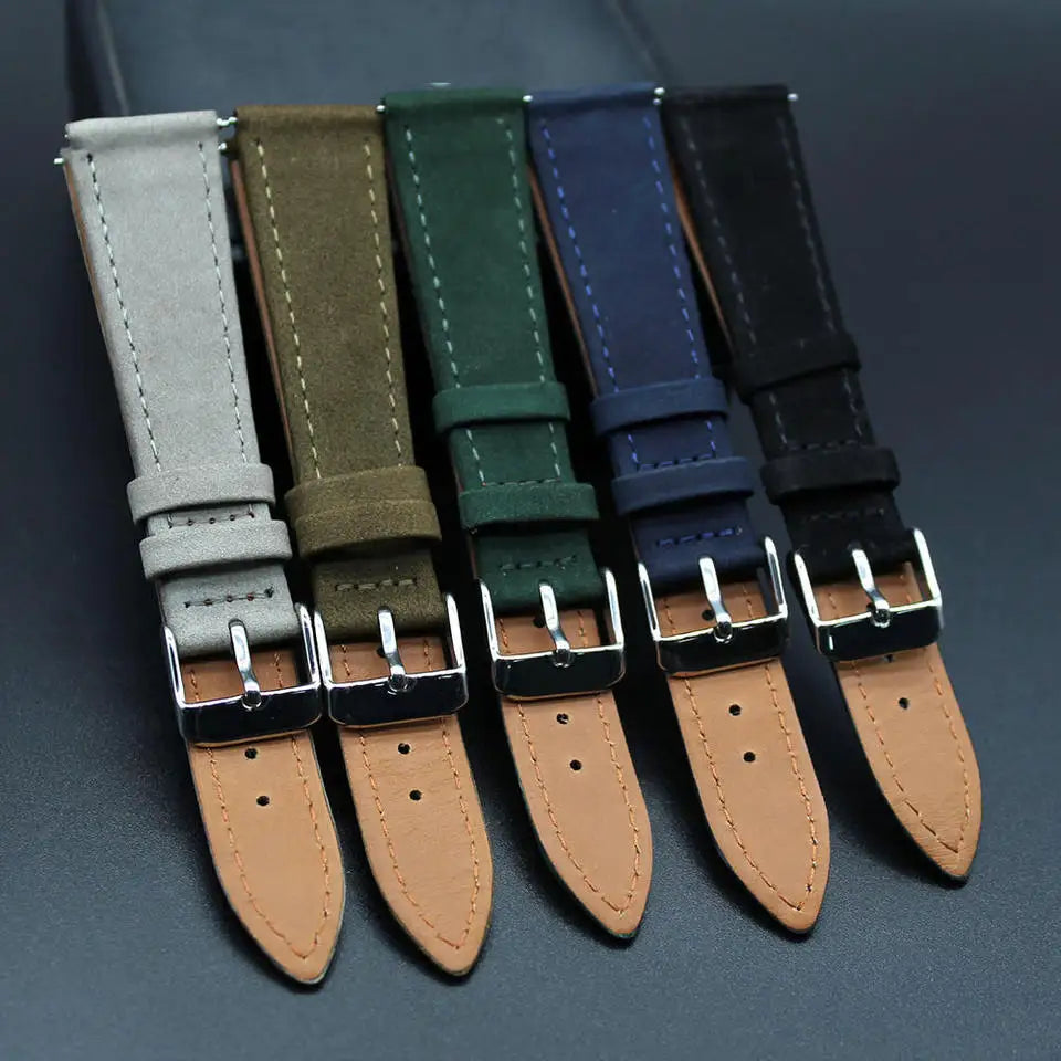 Charming Soft Suede Leather Watch Band 20mm Navy Olive Watch Straps Stainless Steel Buckle Watch Accessories