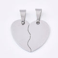 Pandahall Classic Style Stainless Steel Color 201 Stainless Steel Split Pendants for Children Heart with Heart for Lovers