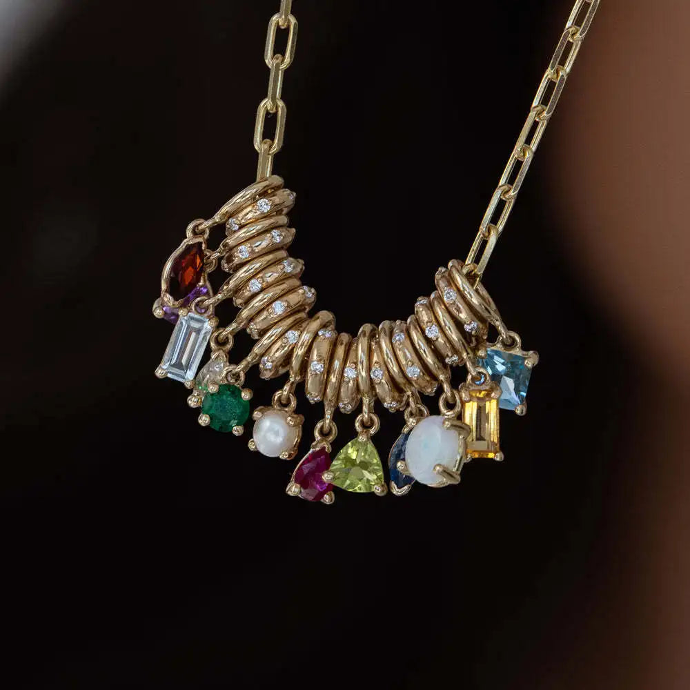 2025 Fashion Classic Elements DIY December Birthstone Pendant Mother's Day Gift Color-Preserving 18K Gold Plating