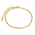 Trendy Women Jewelry 18k Gold Plated Stainless Steel Twisted Rope Singapore Chain Bracelet