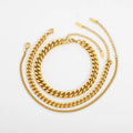 Hip-Hop Simple 18K Gold Plated Women's Non-Tarnish Stainless Steel Cuban Link Bracelet Anklet