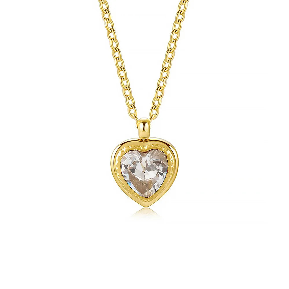 Trendy Classic Heart-shaped Pendant PVD 18k Gold Stainless Steel Necklace Waterproof Necklace Chains