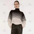 Knitwear Manufacturer Custom Made Fashion Ladies Jacquard Dot Sweater Cotton Turtleneck Intarsia Knitted Jumper for Women