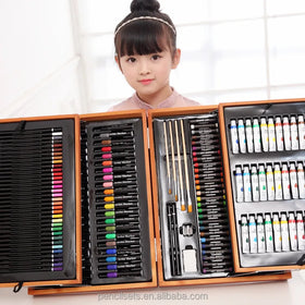Wholesale Luxury Eco-Friendly Wooden Case Mini 174 Colors Pencil Set for Kids 12+ Drawing and Coloring