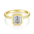 Silver Moissanite Rings Yellow Gold Rhodium Plated Color Woman Sterling 7x7mm Silver 925 Moissanite Ring