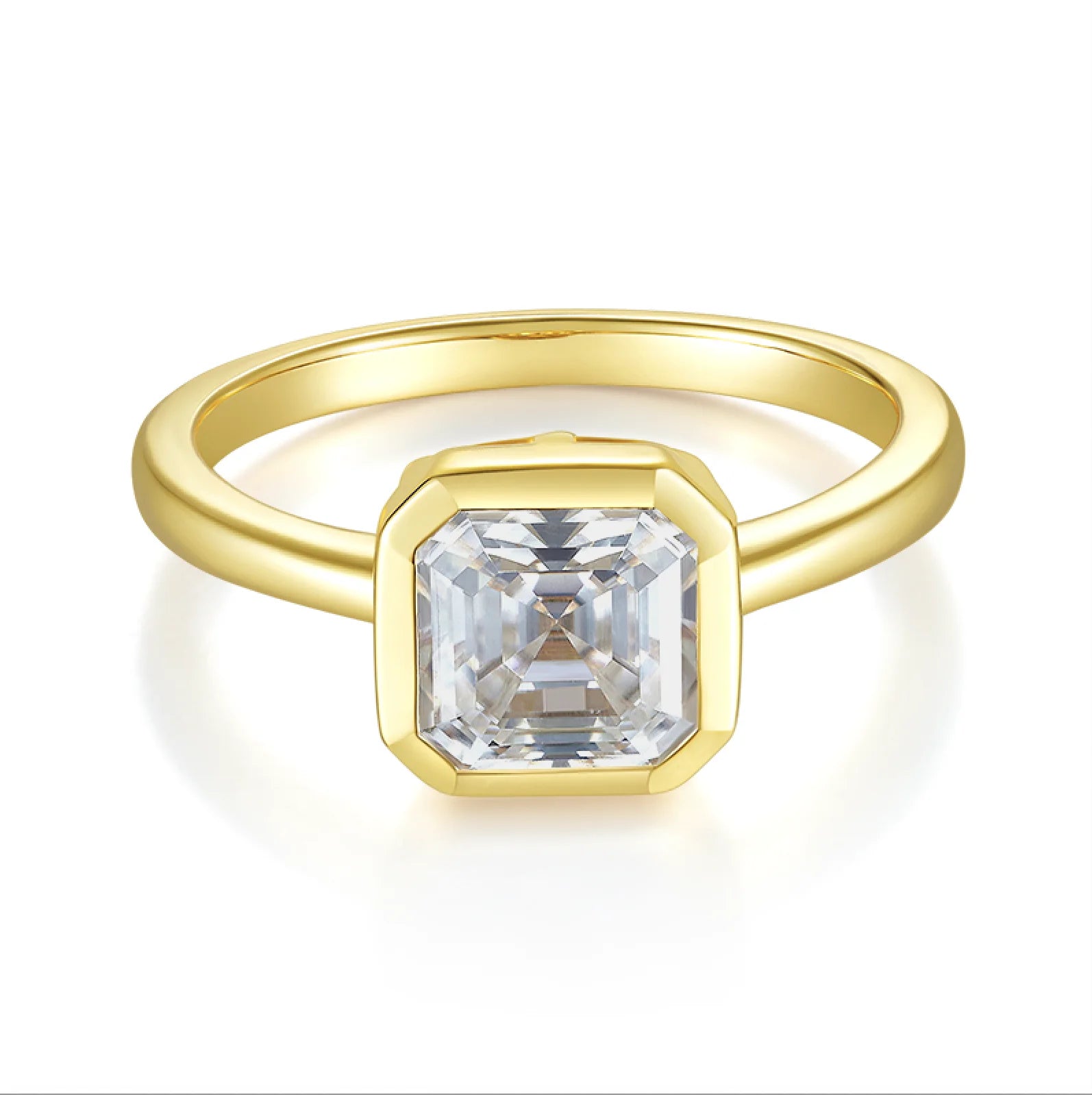Silver Moissanite Rings Yellow Gold Rhodium Plated Color Woman Sterling 7x7mm Silver 925 Moissanite Ring