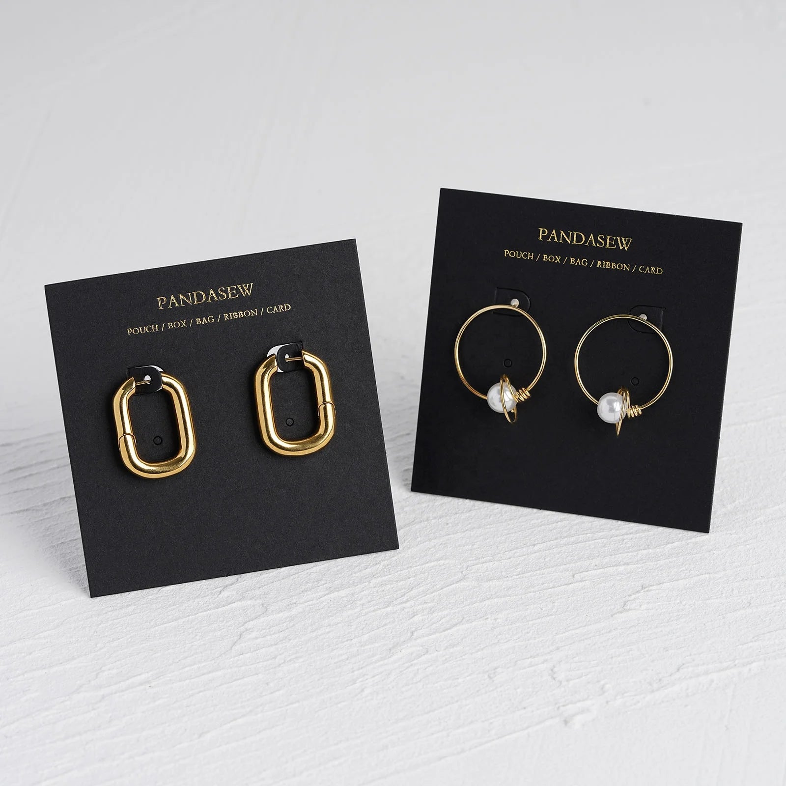 PandaSew 8x8cm or 6x6cm Black Custom Logo Printed Jewelry Holder Earring Necklace Display Packaging Cards Jewelry Tags