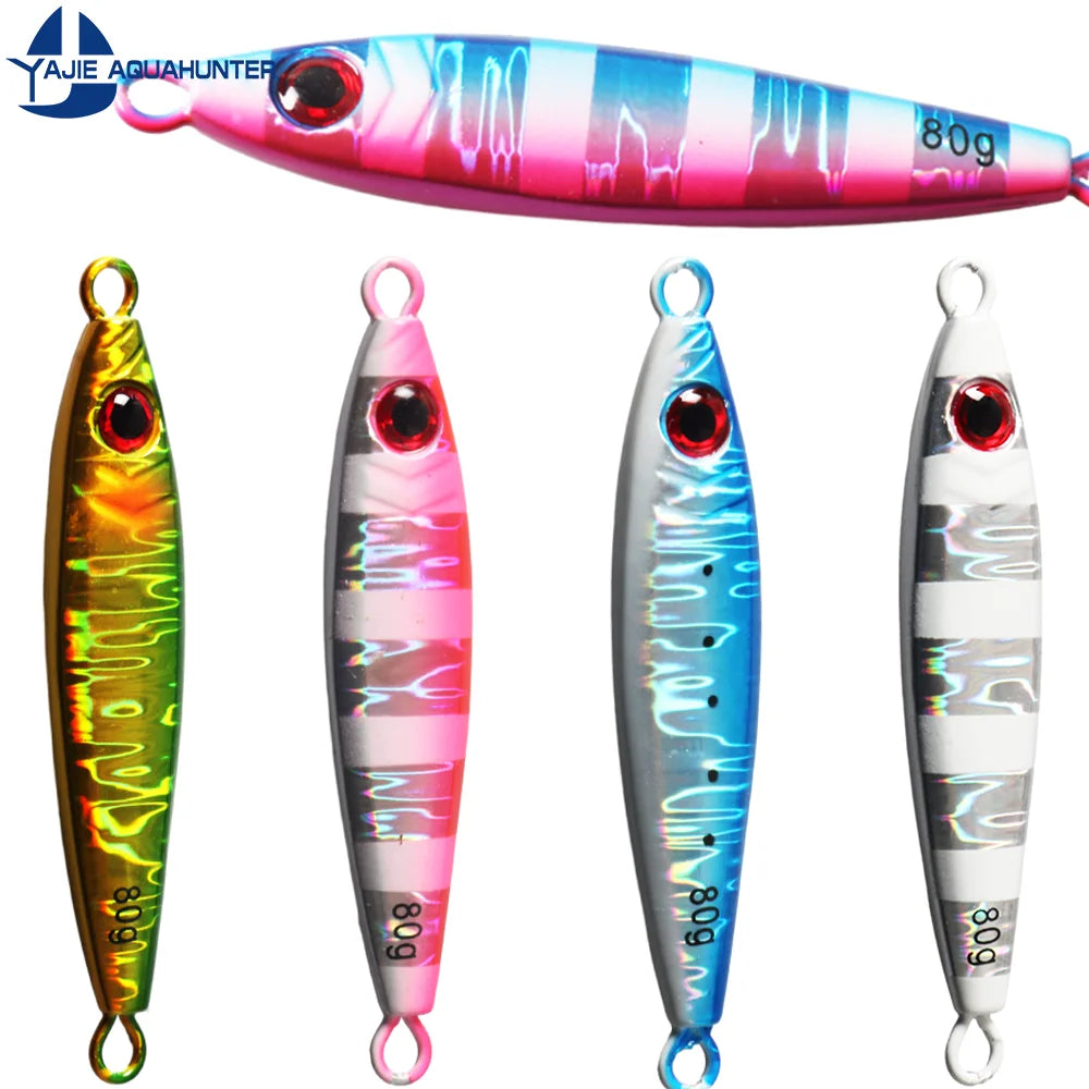 Saltwater Fishing Bait 20g 30g 40g 60g 80g Luminous Artificial Hard Long Casting Lead Metal Baits  Bass Fishing Lure