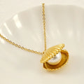 Wholesale Fashion Imitation Pearl Pendant Stainless Steel Necklace Link Chain PVD Plated 18k Gold Trendy Fashion