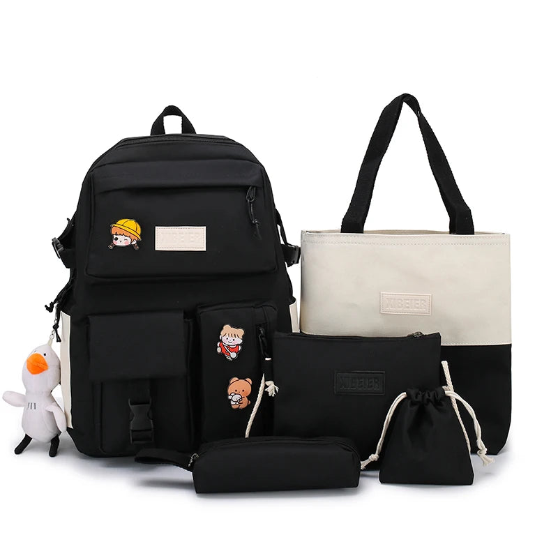 2025 Classic 5pcs Backpack Set Students Travel Backpack Set Students Shoulder Bag Student Backpack Set