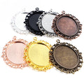 30x40mm Oval Pendant Bezel Trays Lacy Cabochon Blank Base Setting for DIY Necklace Jewelry Making Findings Charms MegaBDM