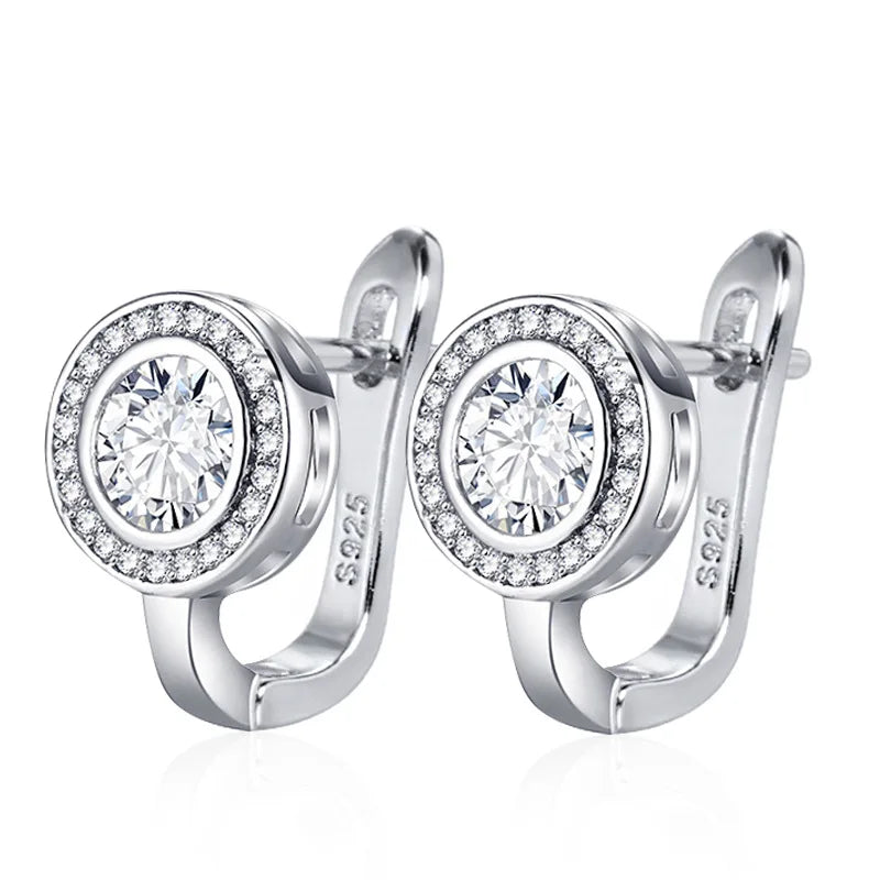 Zircon Earrings Jewelry Fashion Inlay Zirconia Temperament Exquisite Versatile Silver Plated Women Earrings Jewelry