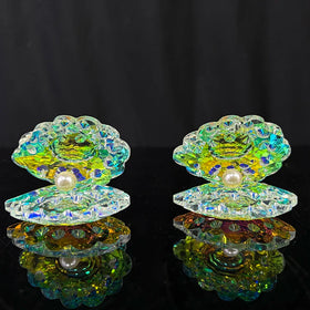 Ab Crystal Glass Shell with Pearl Figurine Ornament MH-D0463