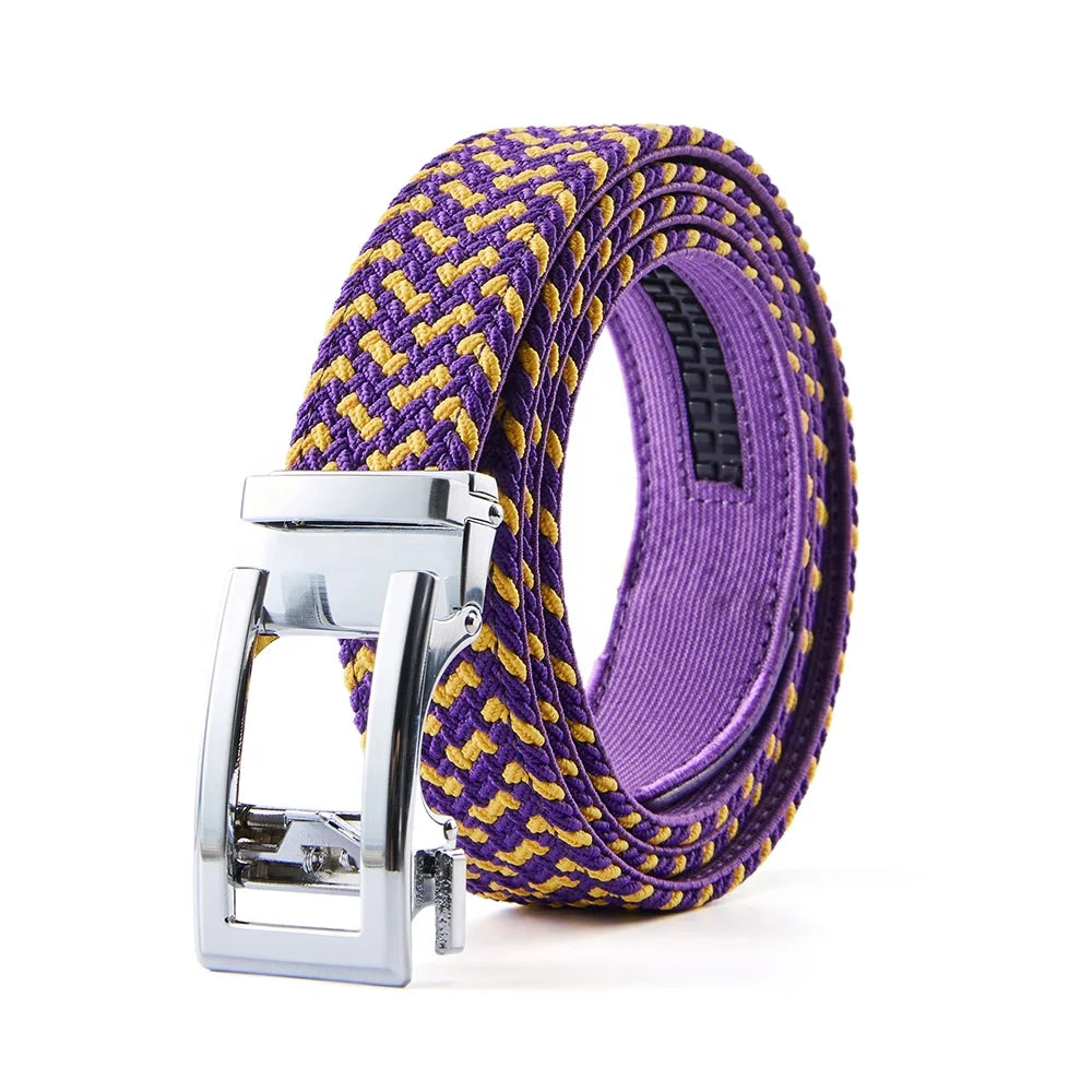 Custom Fashion Woven Fabric Belts Men's Stretch Elastic Webbing Golf Belts