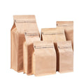 Top Zip Lock Flat Bottom Compostable Coffee Bean Packaging Bag Matte Heat Seal Plastic Food Bag with Valve