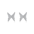 Wholesale 925 Sterling Silver Butterfly Stud Earrings Full CZ Inlaid Rhodium Plated Trendy Women Jewelry