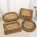 Hot Selling 3pcs Set Round Rectangular Oval Square Low MOQ Natural Water Hyacinth Storage Baskets Wicker Woven Basket