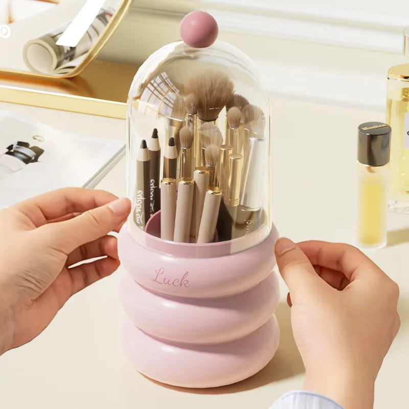 Large Capacity Desktop Cosmetic Storage Box with Mirror Plastic Drawer for Lipstick Skincare Cream Dust Prevention