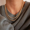 Handsome Men Favor Stainless Steel Chain Necklace Punk Jewelry Gold Plated Rope Chain Necklace Gifts for Women Men